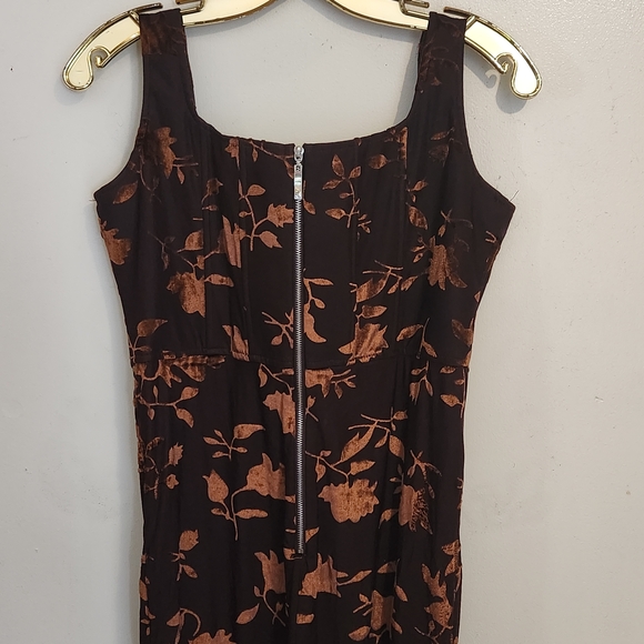 Rare London Black and Brown Floral Midi Dress - Picture 8 of 14